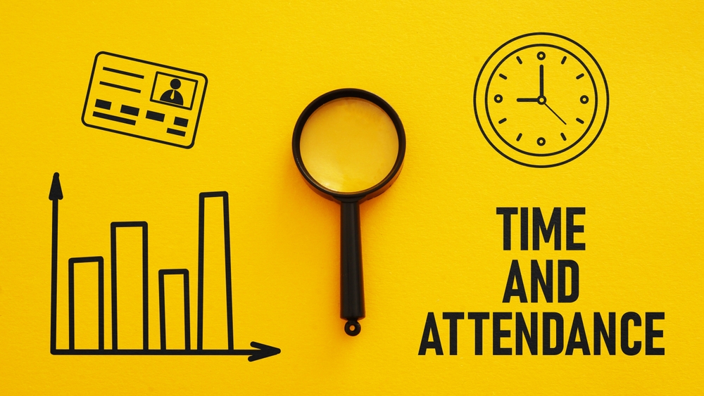 Time and attendance is shown using a text